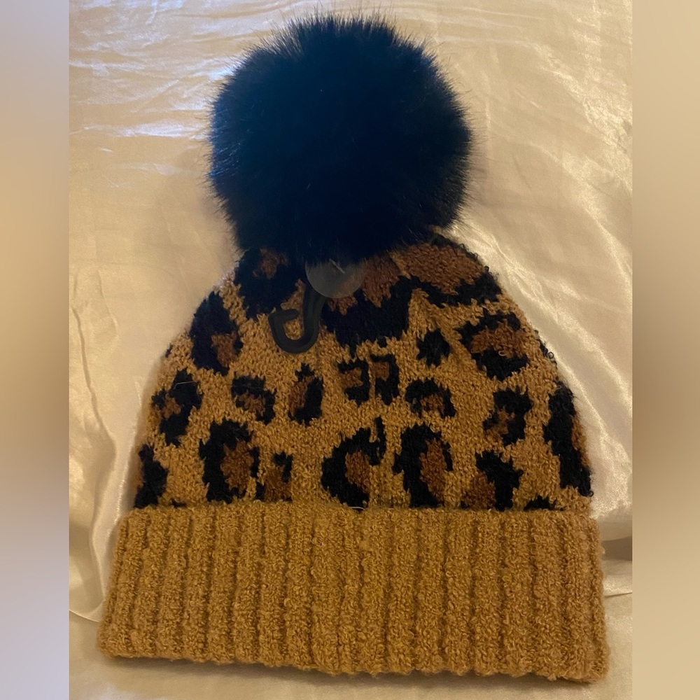C.C kids cheetah print beanie
